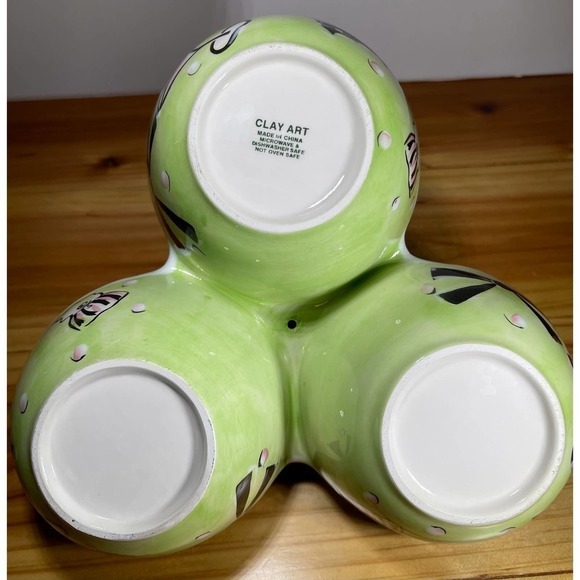 clay Art 3 Section Dip Bowl Triple Dish Hand Painted High Heel & Martini - Picture 4 of 6